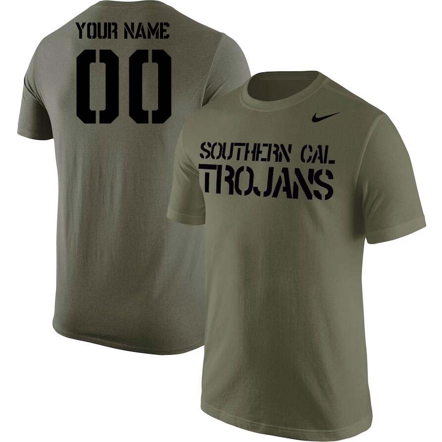 Custom USC Trojans Name And Number College Tshirt-Olive